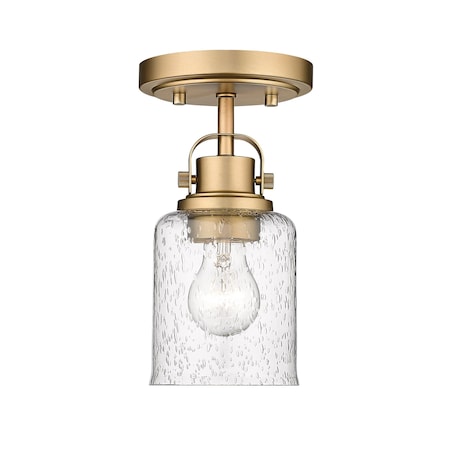Z-Lite Kinsley 1 Light Flush Mount, Heirloom Gold And Clear Seeded 340F1-HG